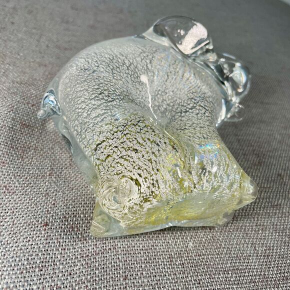 Art Glass Elephant Paperweight Silver Granna Glasbruk Sweden Handmade Signed - Picture 10 of 11